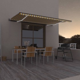 Toldo automático LED sensor de viento amarillo blanco