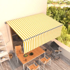 Toldo automático retráctil con persiana amarillo blanco 4x3