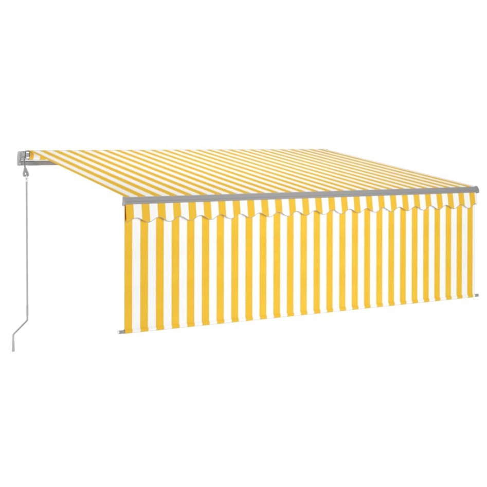 Toldo automático retráctil con persiana amarillo blanco 4x3