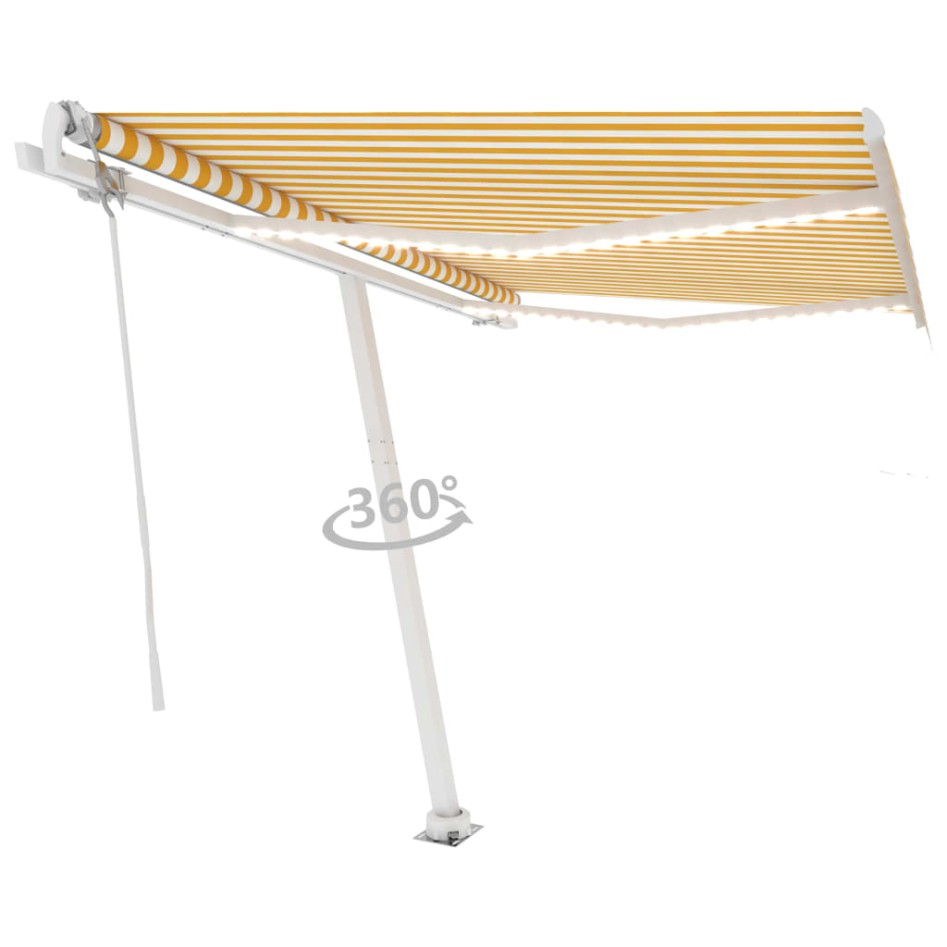 Toldo automático LED sensor de viento amarillo blanco