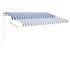 Toldo de pie retráctil manual azul y blanco 300x250