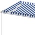 Toldo de pie retráctil manual azul y blanco 300x250