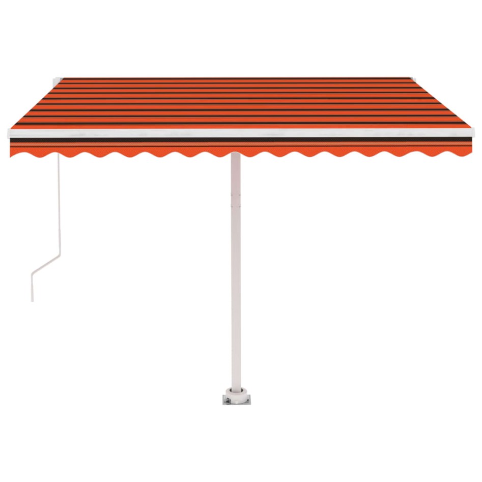 Toldo manual retráctil con luz LED naranja y marrón 300x250