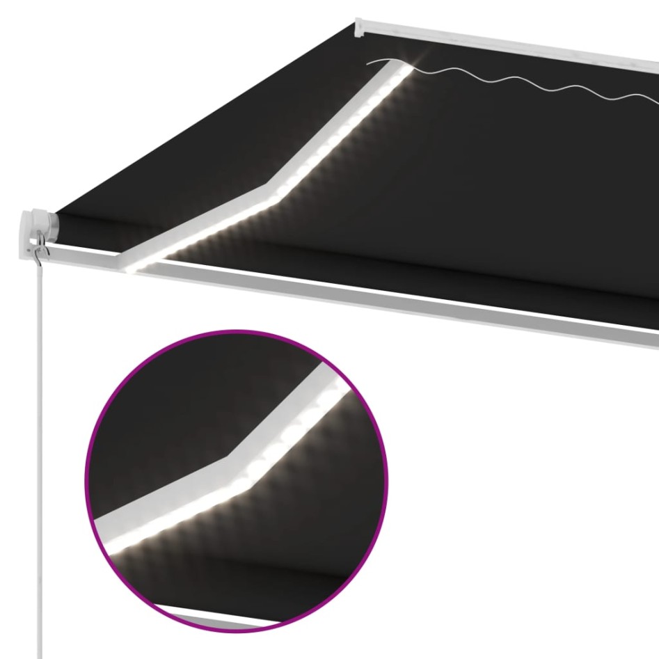 Toldo retráctil manual con LED antracita 350x250