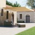 Toldo de pie retráctil manual amarillo y blanco 450x300