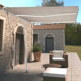 Toldo automático con LED y sensor de viento crema 350x250