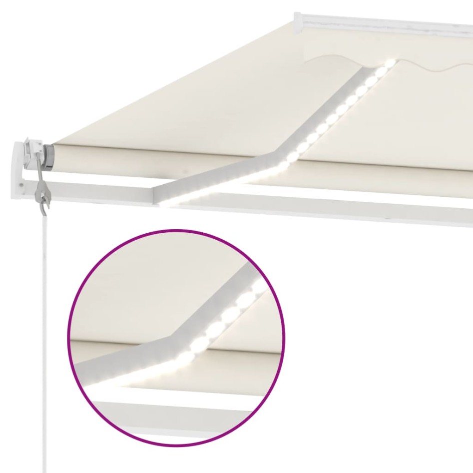 Toldo automático con LED y sensor de viento crema 350x250