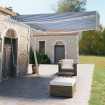 Toldo de pie retráctil manual azul y blanco 450x350 cm