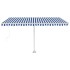 Toldo de pie retráctil manual azul y blanco 450x350