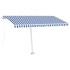 Toldo de pie retráctil manual azul y blanco 450x350