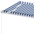 Toldo de pie retráctil manual azul y blanco 450x350
