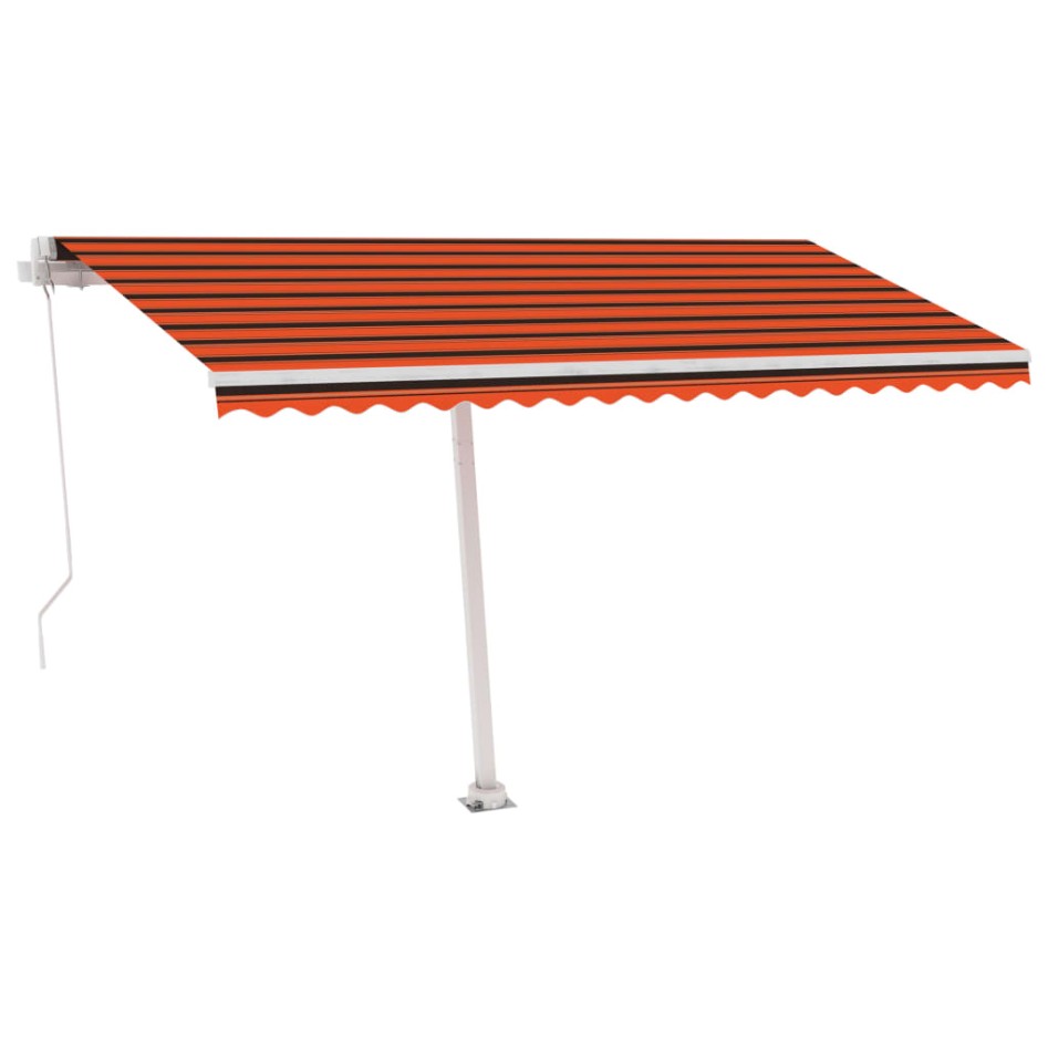 Toldo de pie manual retráctil naranja y marrón 400x350