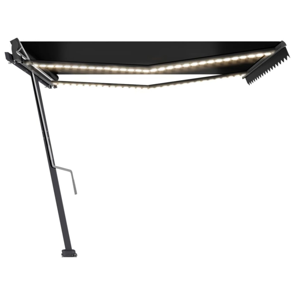 Toldo retráctil manual con LED gris antracita 400x300