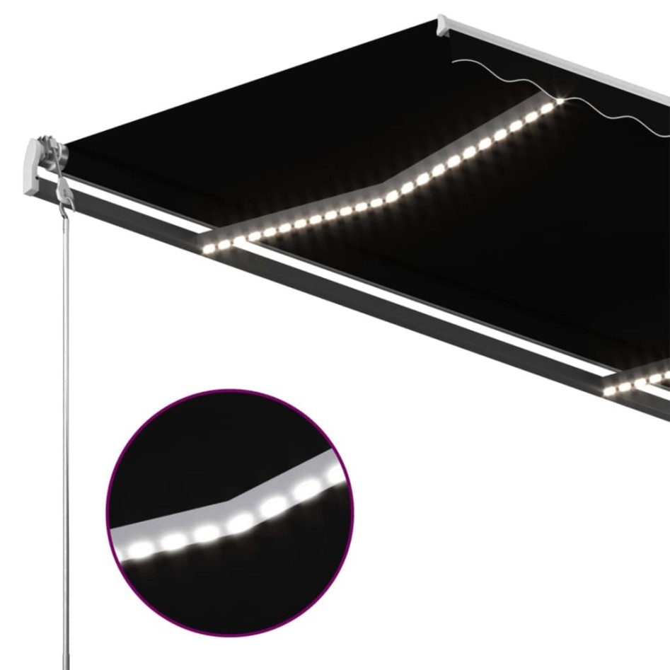 Toldo retráctil manual con LED gris antracita 400x300