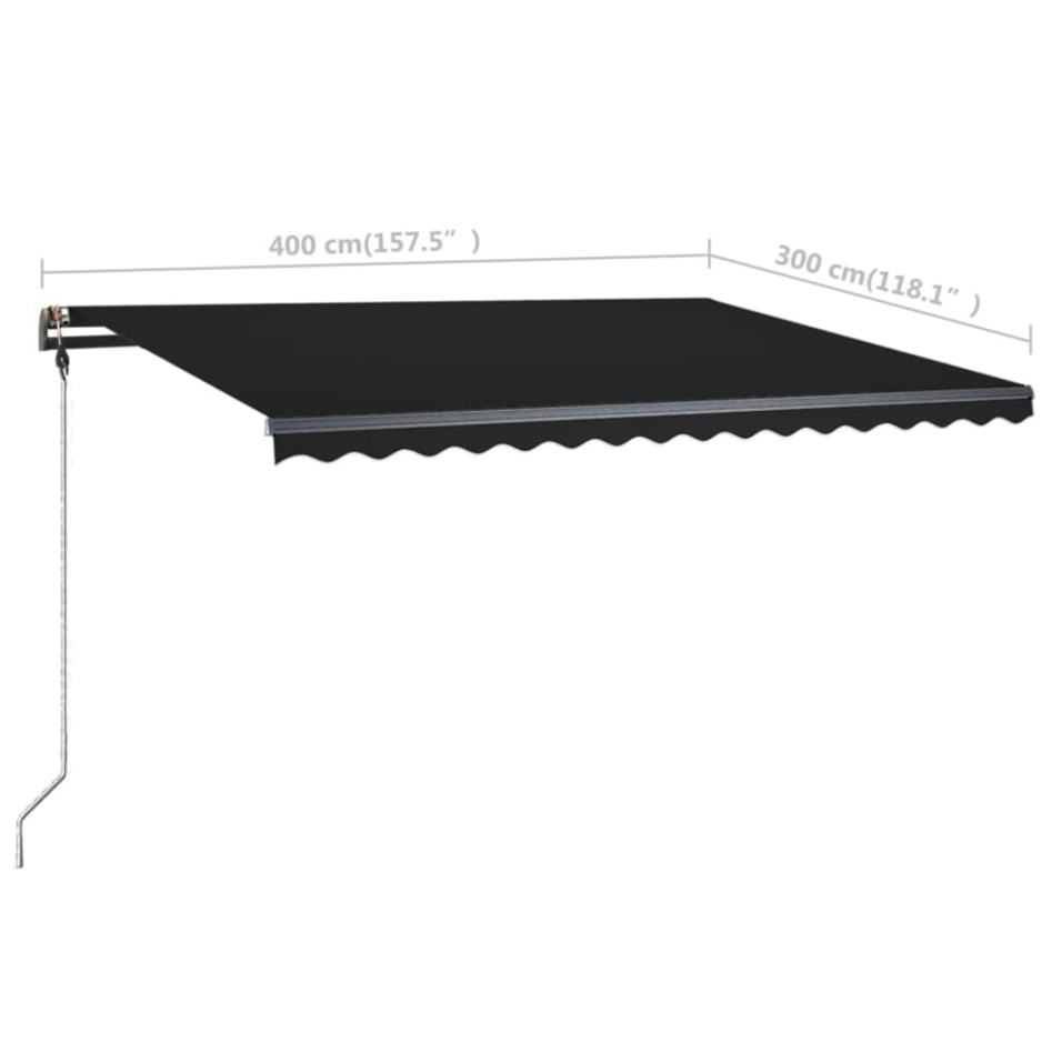 Toldo retráctil manual con LED gris antracita 400x300