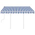 Toldo manual retráctil con LED azul y blanco 3x2,5