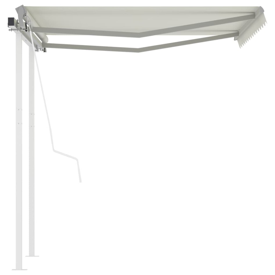 Toldo retráctil automático con postes crema 3x2,5