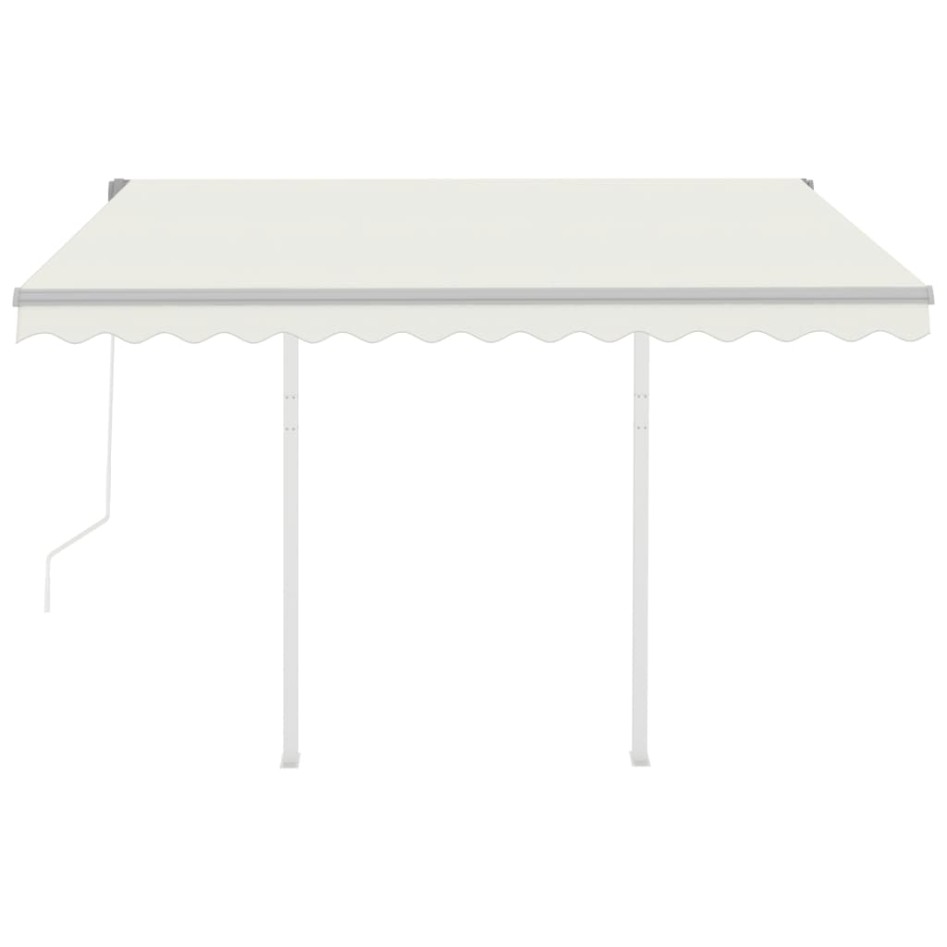 Toldo retráctil automático con postes crema 3x2,5