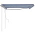Toldo manual retráctil con postes azul y blanco 4,5x3,5