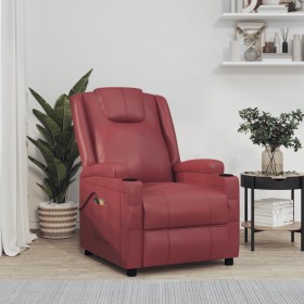 Sillón de masaje eléctrico cuero sintético rojo