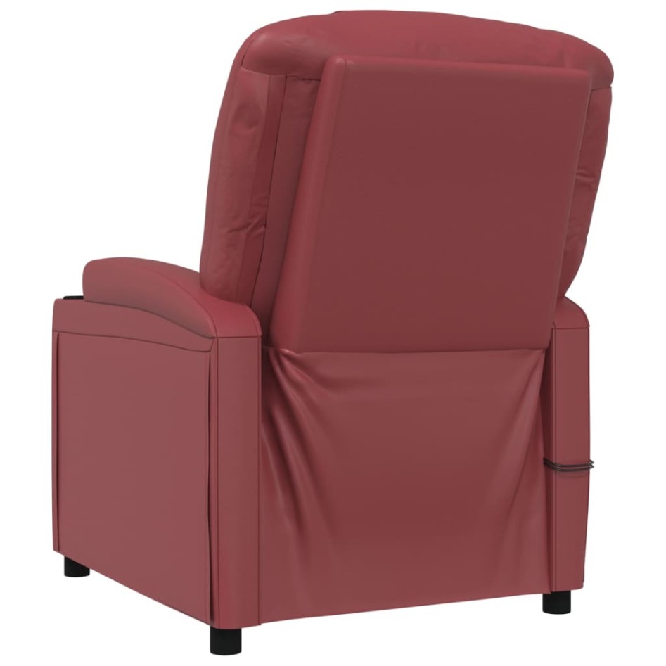 Sillón de masaje eléctrico cuero sintético rojo