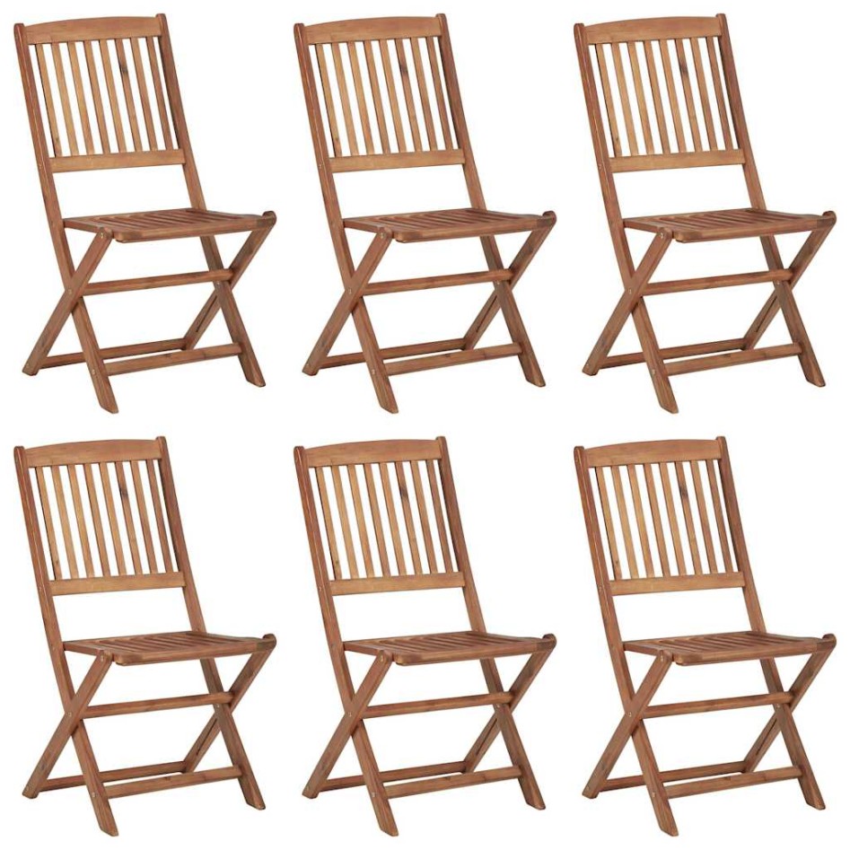 Sillas de jardín plegables 6 uds y cojines madera maciza