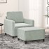 Sillón con taburete terciopelo gris claro 60