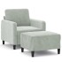 Sillón con taburete terciopelo gris claro 60