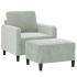 Sillón con taburete terciopelo gris claro 60