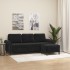 Sofá de 3 plazas con taburete de terciopelo negro 180