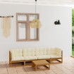 Juego de muebles de jardín 5 pzas y cojines madera pino maciza