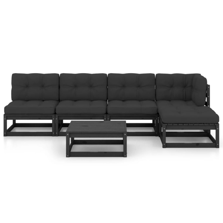 Juego de muebles de jardín 6 pzas y cojines madera pino