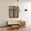 Juego de muebles de jardín 5 pzas y cojines madera pino maciza
