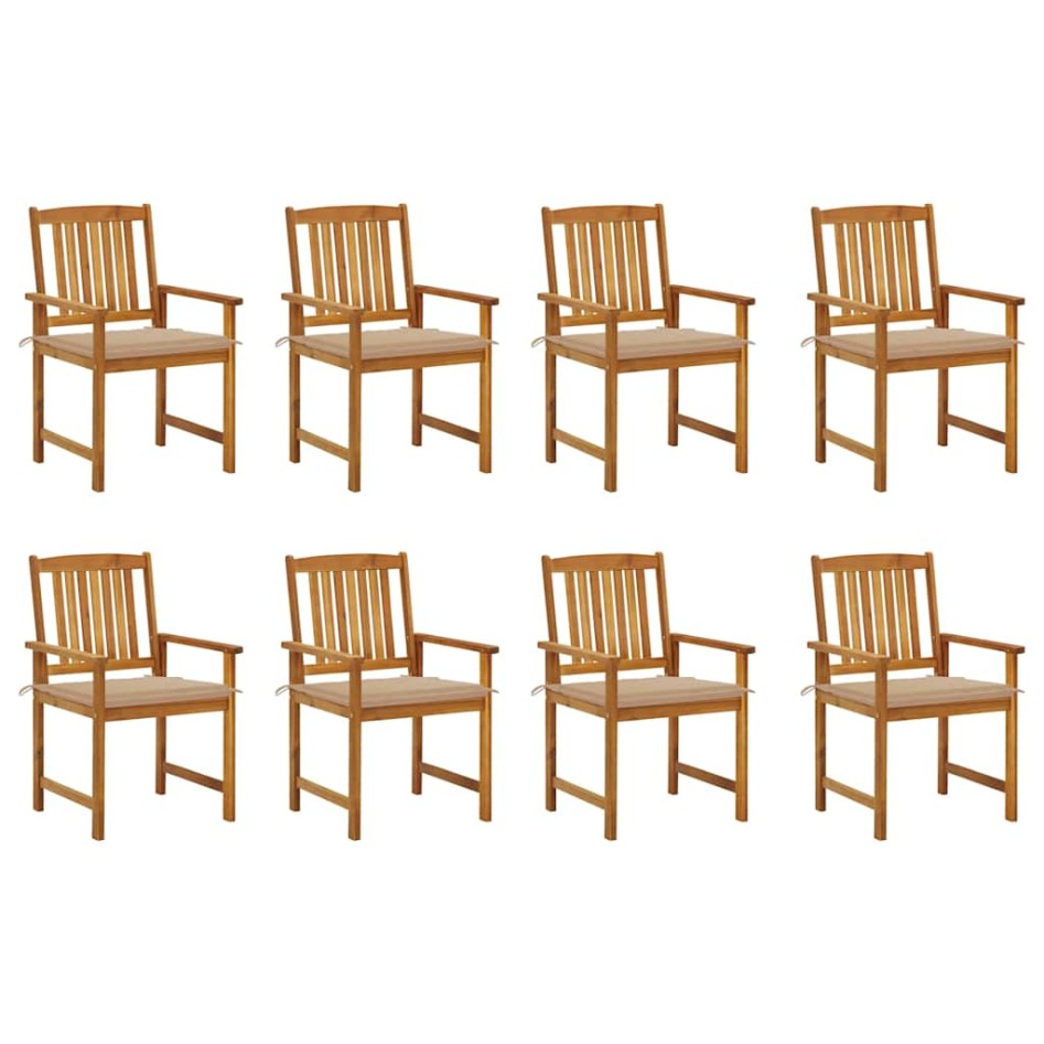 Sillas de jardín con cojines 8 uds madera maciza de