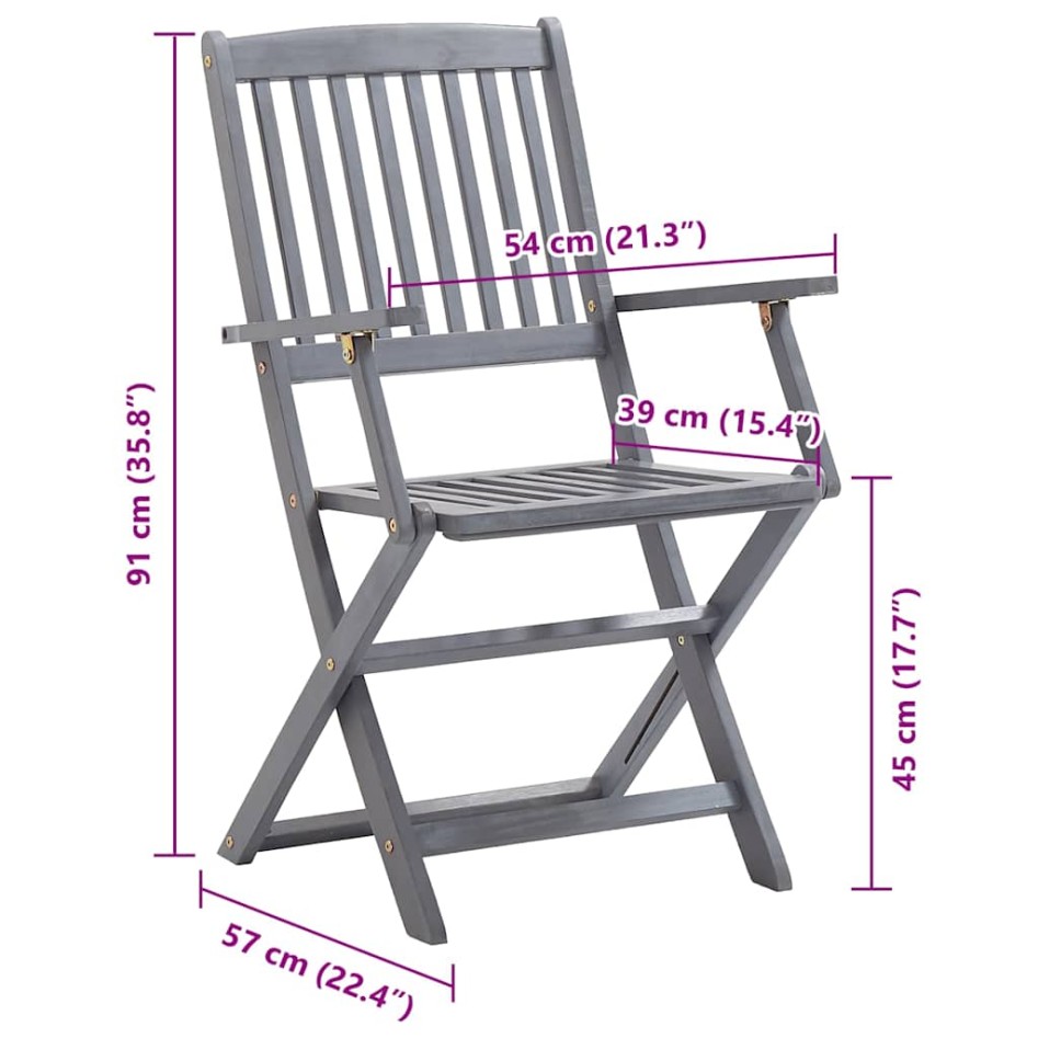 Sillas de jardín plegables 8 uds y cojines madera maciza