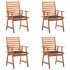 Sillas comedor de jardín y cojines 4 uds madera maciza