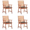 Sillas comedor de jardín y cojines 4 uds madera maciza acacia