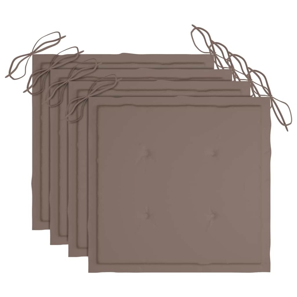 Sillas comedor de jardín y cojines 4 uds madera maciza