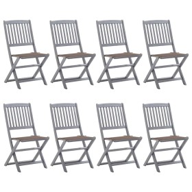 Sillas de jardín plegables 8 uds y cojines madera maciza