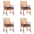 Sillas comedor de jardín y cojines 4 uds madera maciza