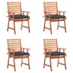 Sillas comedor de jardín y cojines 4 uds madera maciza acacia