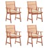 Sillas comedor de jardín y cojines 4 uds madera maciza