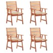 Sillas comedor de jardín y cojines 4 uds madera maciza acacia