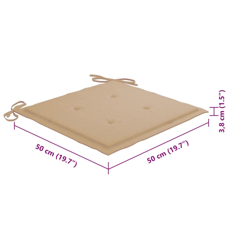 Sillas comedor de jardín y cojines 4 uds madera maciza