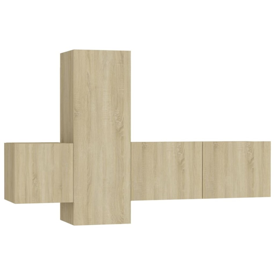 Set de muebles salón TV 3 pzas madera ingeniería roble