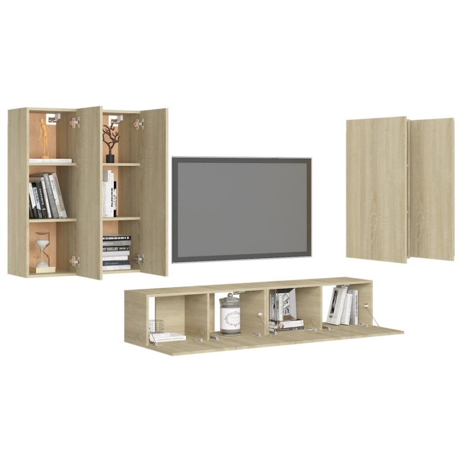 Set de muebles salón TV 6 pzas madera ingeniería roble