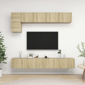 Muebles de pared de TV 5 pzas aglomerado color roble