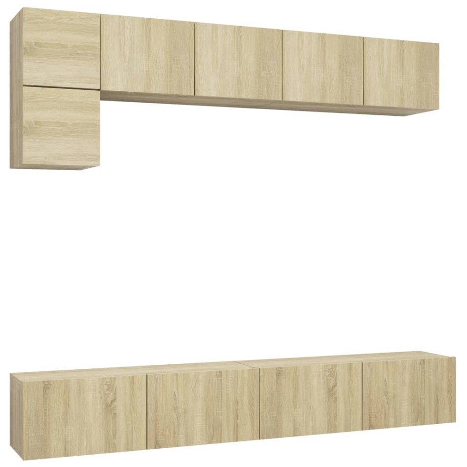 Muebles de pared de TV 5 pzas aglomerado color roble