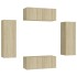Set de muebles salón TV 4 pzas madera ingeniería roble
