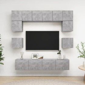 Set muebles de salón TV 8 pzas madera ingeniería gris